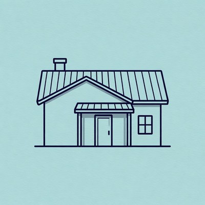 Line drawing house with porch