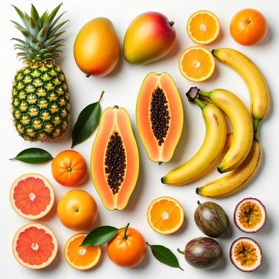 Tropical Fruits Flat Lay