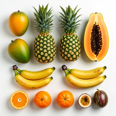 Tropical Fruits Flat Lay