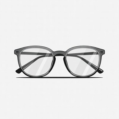 Gray Round Eyeglasses Illustration
