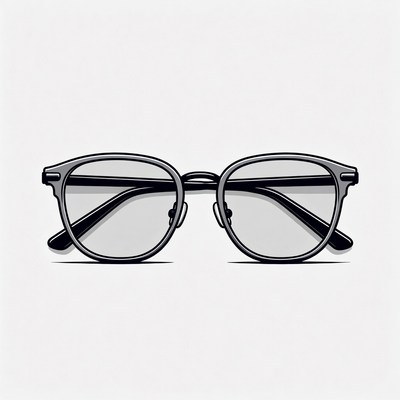 Gray Round Eyeglasses Illustration