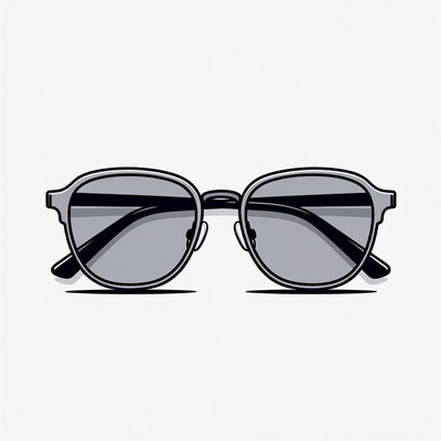 Gray Round Sunglasses Illustration
