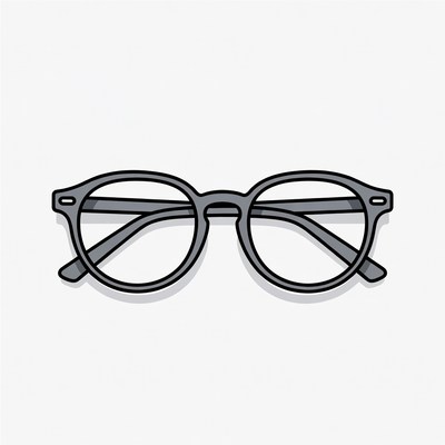 Gray Round Eyeglasses Illustration