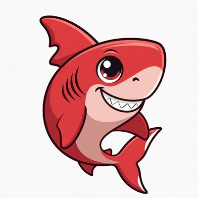 Cute red cartoon shark
