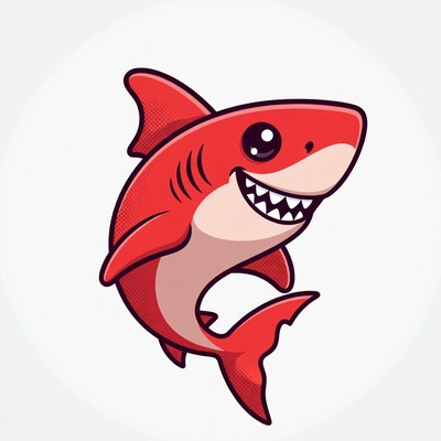 Cute red cartoon shark
