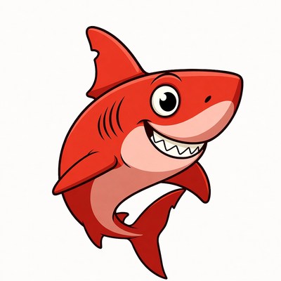 Cartoon red shark smiling