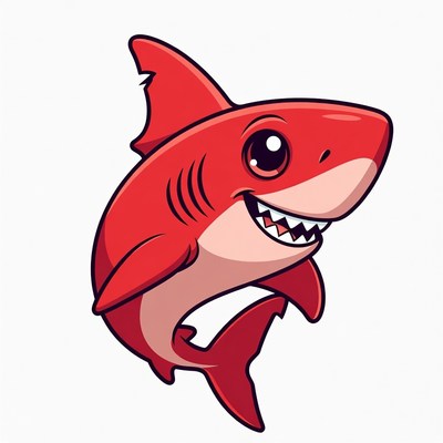 Cute red cartoon shark