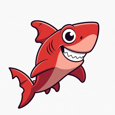 Cartoon red shark smiling