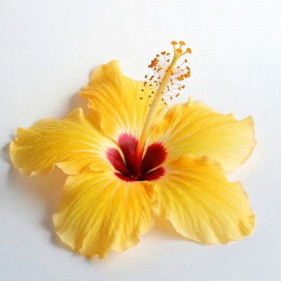 Yellow Hibiscus Flower on White