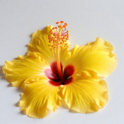 Yellow Hibiscus Flower on White