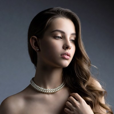 Young woman with pearl necklace