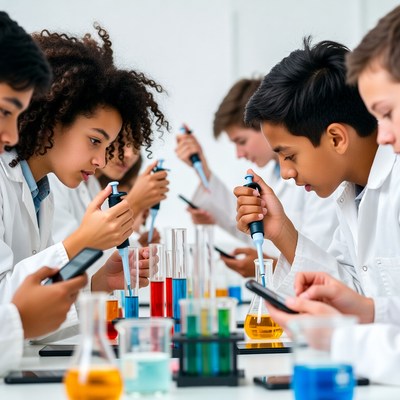 Diverse students conducting science experiment