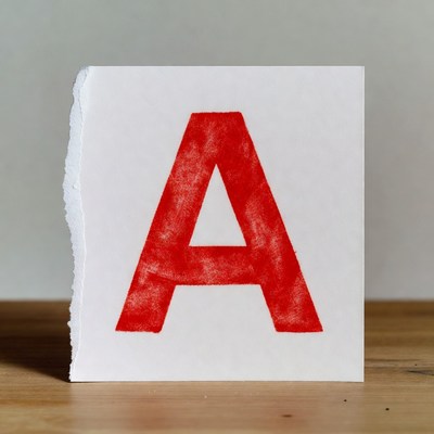 Red Letter A on Torn White Paper