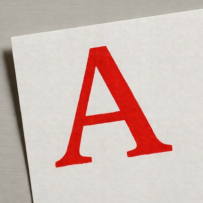 Red Letter A on White Paper