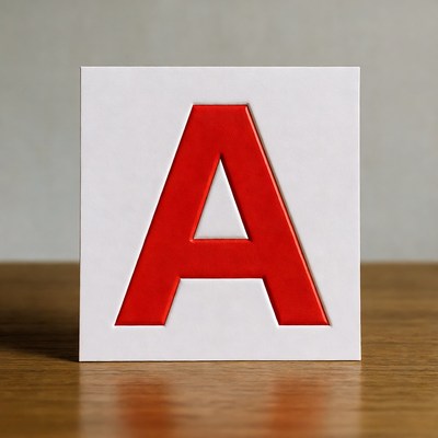 Red Letter A on White Card