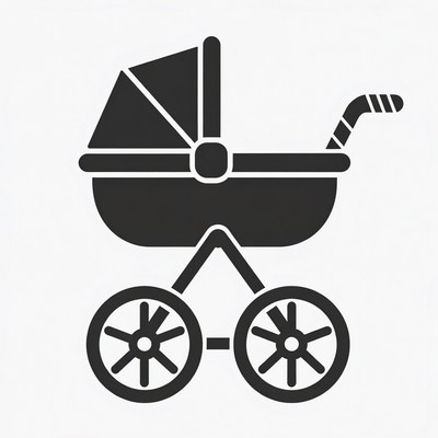 Black Baby Stroller Icon