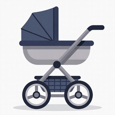 Blue Baby Stroller Illustration