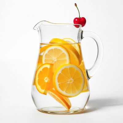 Lemon Water Pitcher with Cherry