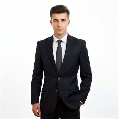 Young man in black suit