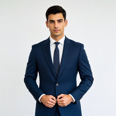 Handsome man in navy suit