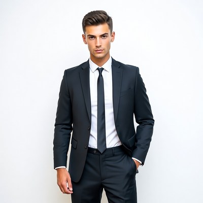 Handsome man in black suit