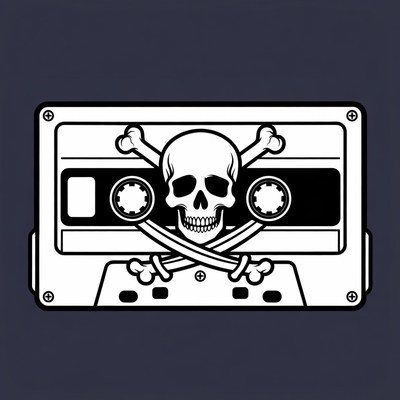 Skull cassette tape illustration
