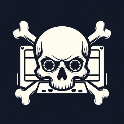 Skull with Cassette Tapes and Crossbones