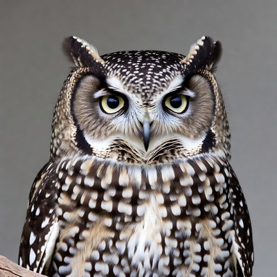 Spotted Eagle Owl on branch