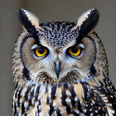 Close-up of spotted eagle owl