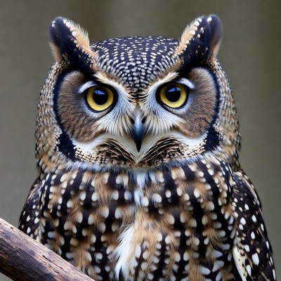 Spotted Eagle Owl on branch