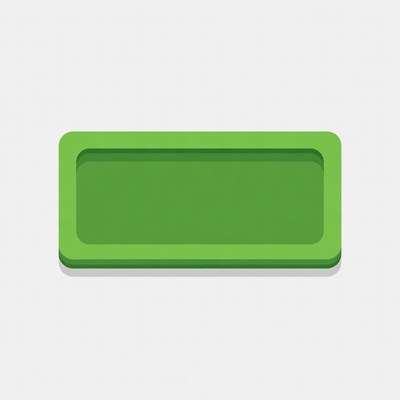 Green 3D Button on Gray Background