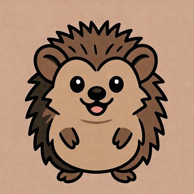 Cute cartoon hedgehog smiling