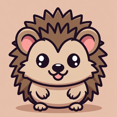 Cute cartoon hedgehog smiling