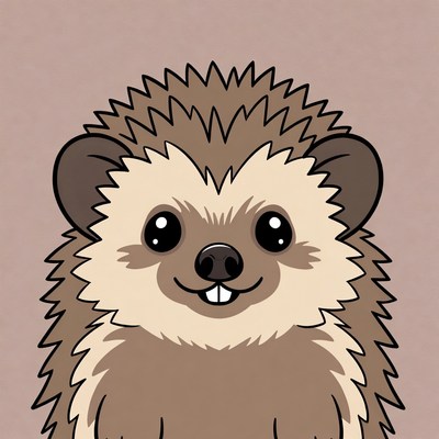 Cute cartoon hedgehog smiling