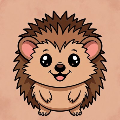 Cute Cartoon Hedgehog Smiling