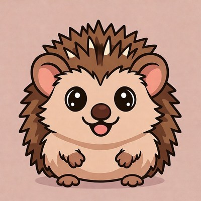 Cute cartoon hedgehog smiling