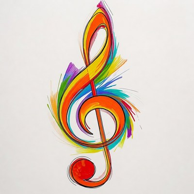 Colorful Vibrant Treble Clef Illustration