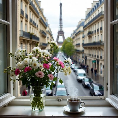 Eiffel Tower View from Paris Window