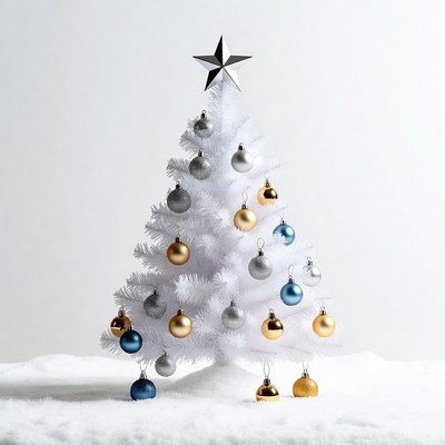 White Christmas Tree with Ornaments