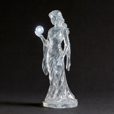 Woman holding glowing crystal ball