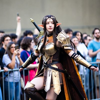 Elf warrior woman cosplay at convention