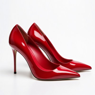 Red High Heel Pumps Pair