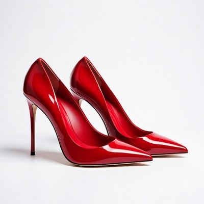 Red High Heel Shoes Pair