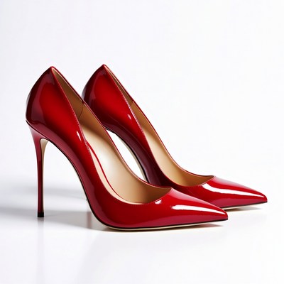 Red High Heel Shoes Pair