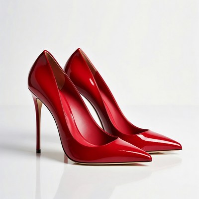 Red High Heel Shoes Pair