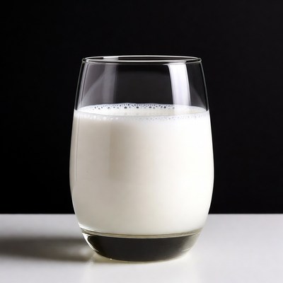 Glass of milk on white surface