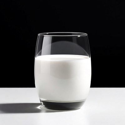 Glass of milk on white table