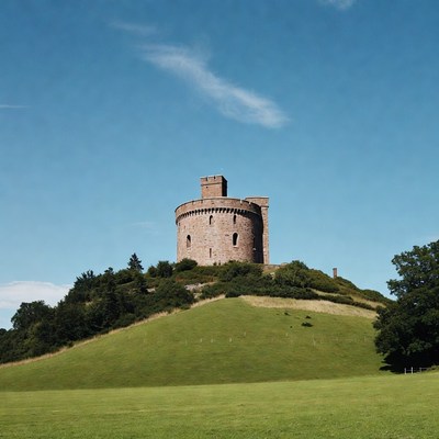 Medieval Tower on Grassy Hill