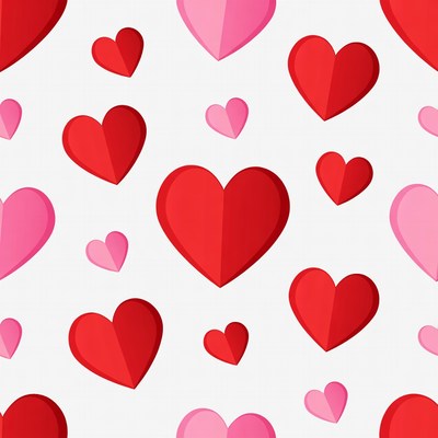 Red Pink Hearts Seamless Pattern