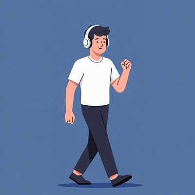 Man walking with headphones